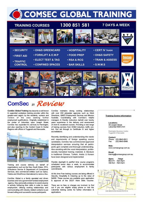 Comsec  Sydney Training - Education Perth 6