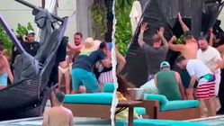 Terrifying scene unfolds as metal cabana frame crashes into packed casino pool area Education Perth